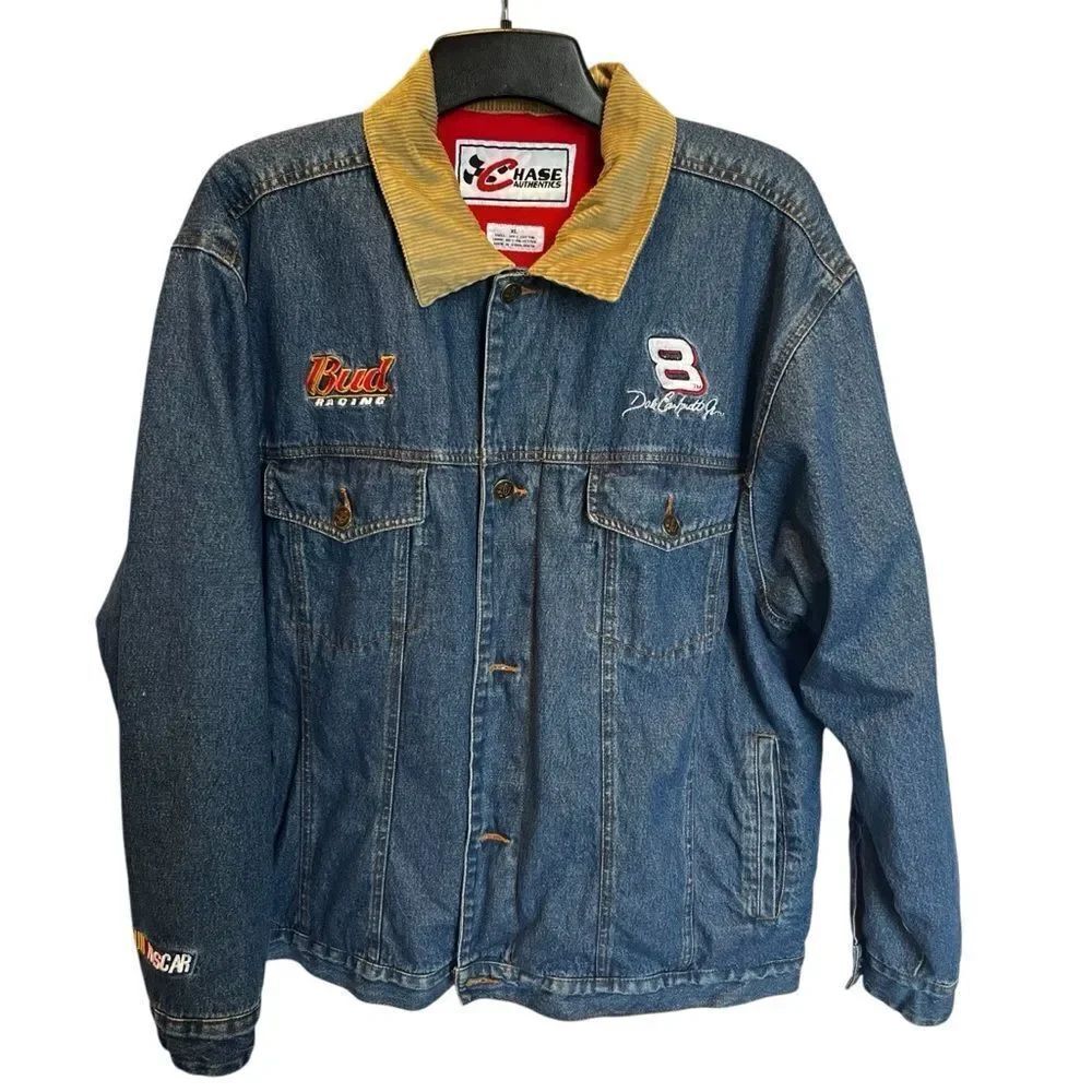 Chase Authentics Men's Vintage Bud Racing Dale Earnhardt Jr. Blue Jean Jacket XL